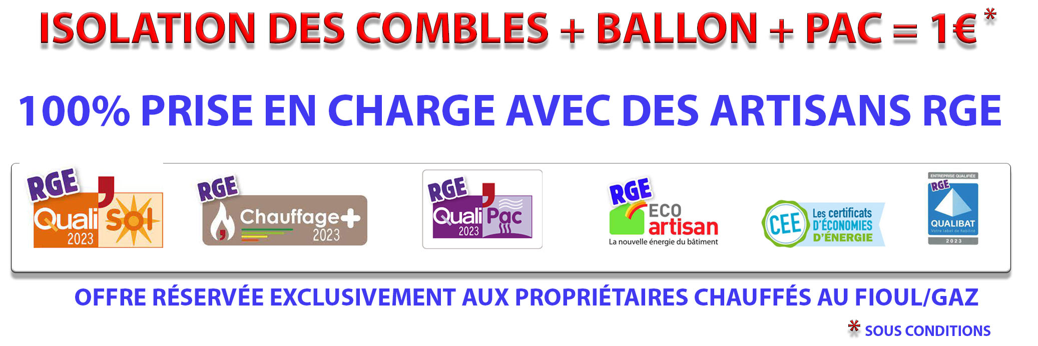 Isolation des combles 1 euro Fontains 77370